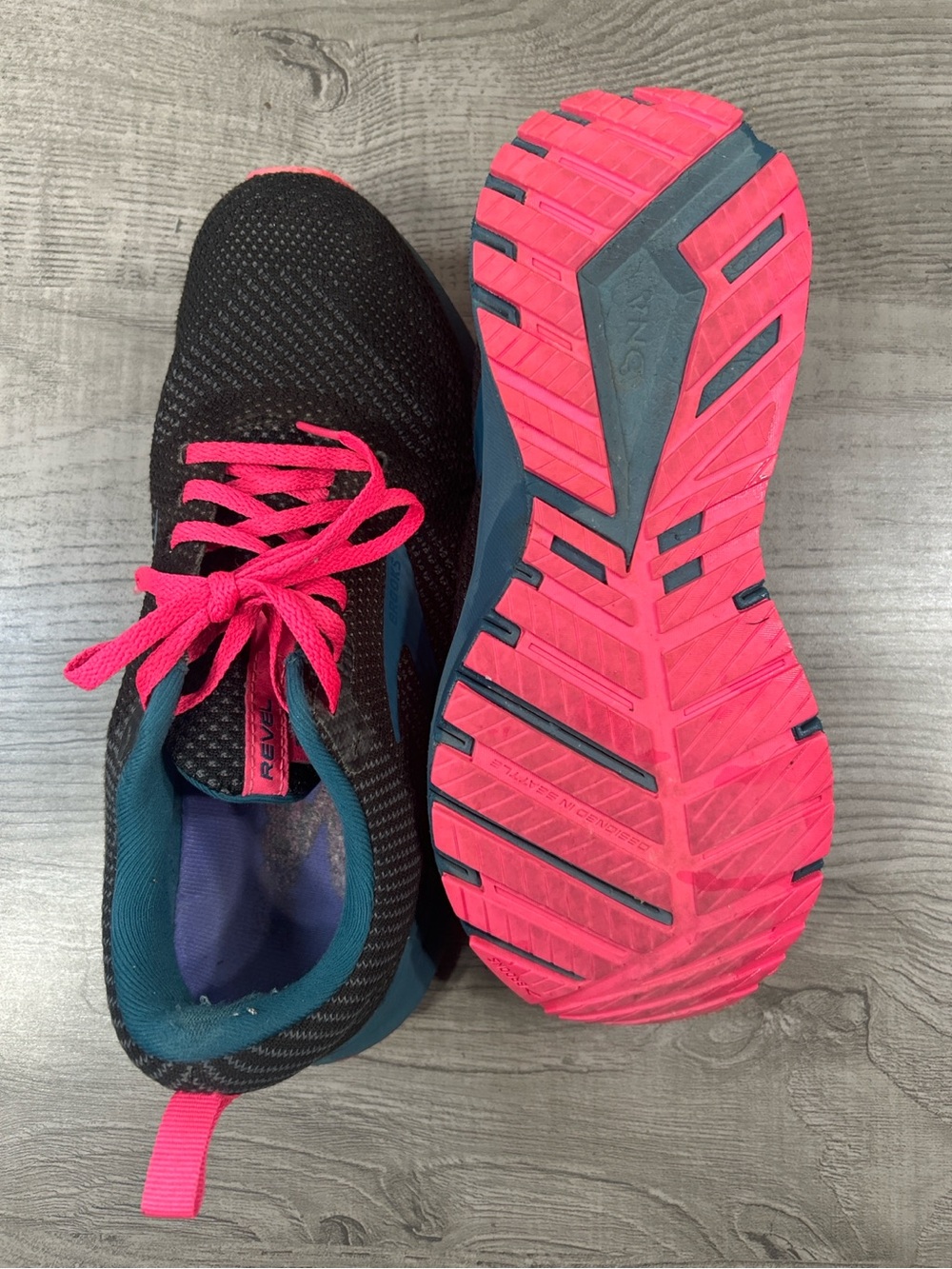 Brooks Revel Women's Black Blue Running Shoes with Pink Accents Size 8.5 - Picture 8 of 9